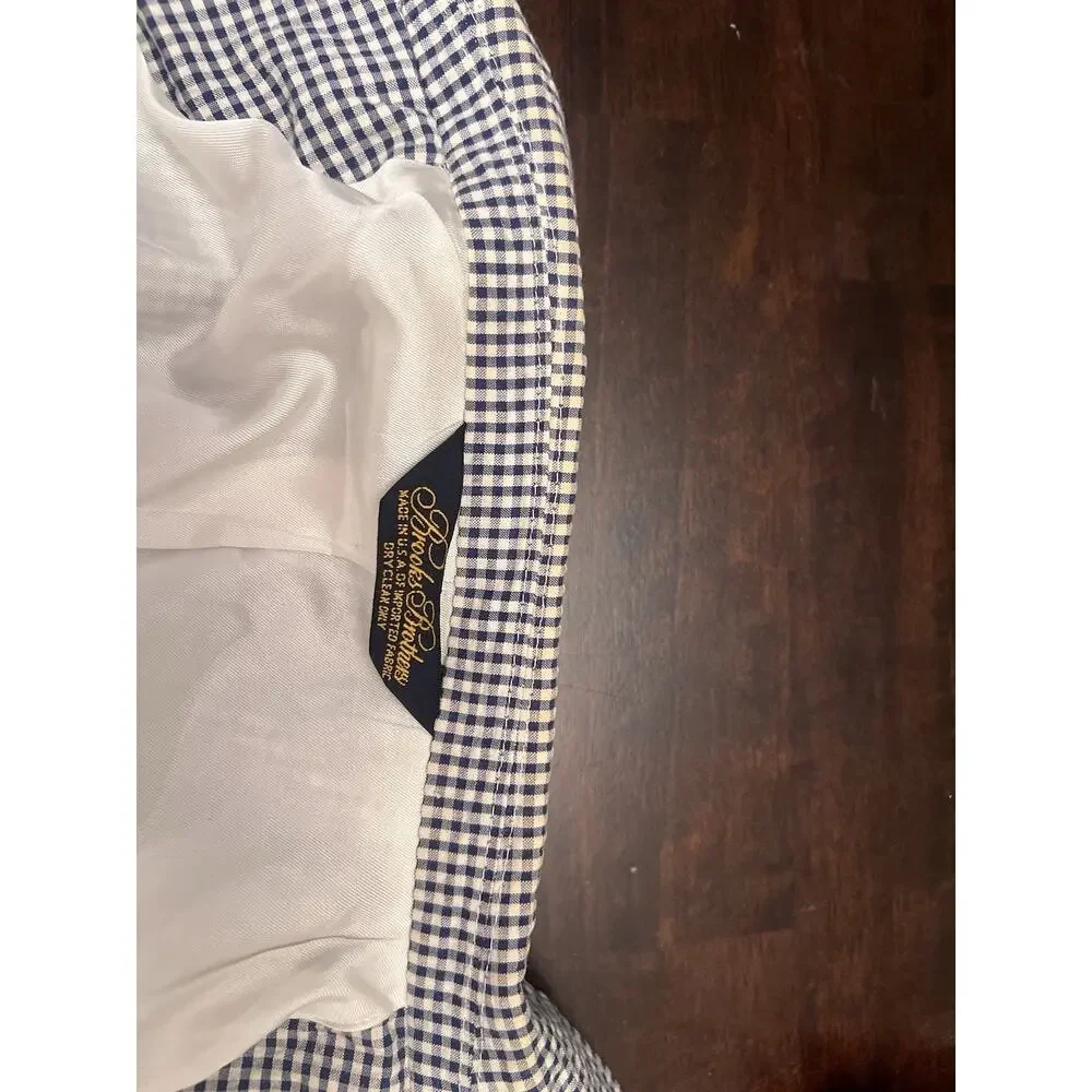 Brooks Brothers 43x Long Black Gingham Check Blazer Sport Coat Suit Jacket